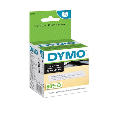 DYMO LabelWriter 30578 Return Address Labels, 2 x 3/4, Black on White, 200 Labels/Roll, 2 Rolls/Pa
