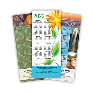 Custom Hanging Calendar Assortment Packs, 3.625 x 8.5, 12 Pt. Coated Stock, Three Designs