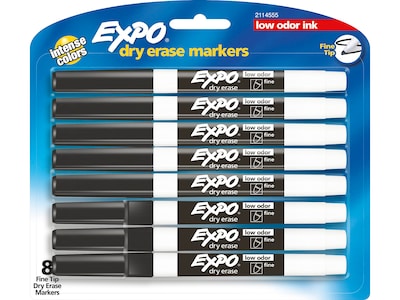 Expo Dry Erase Marker, Fine Tip, Black Ink, 8/Pack (2114555)