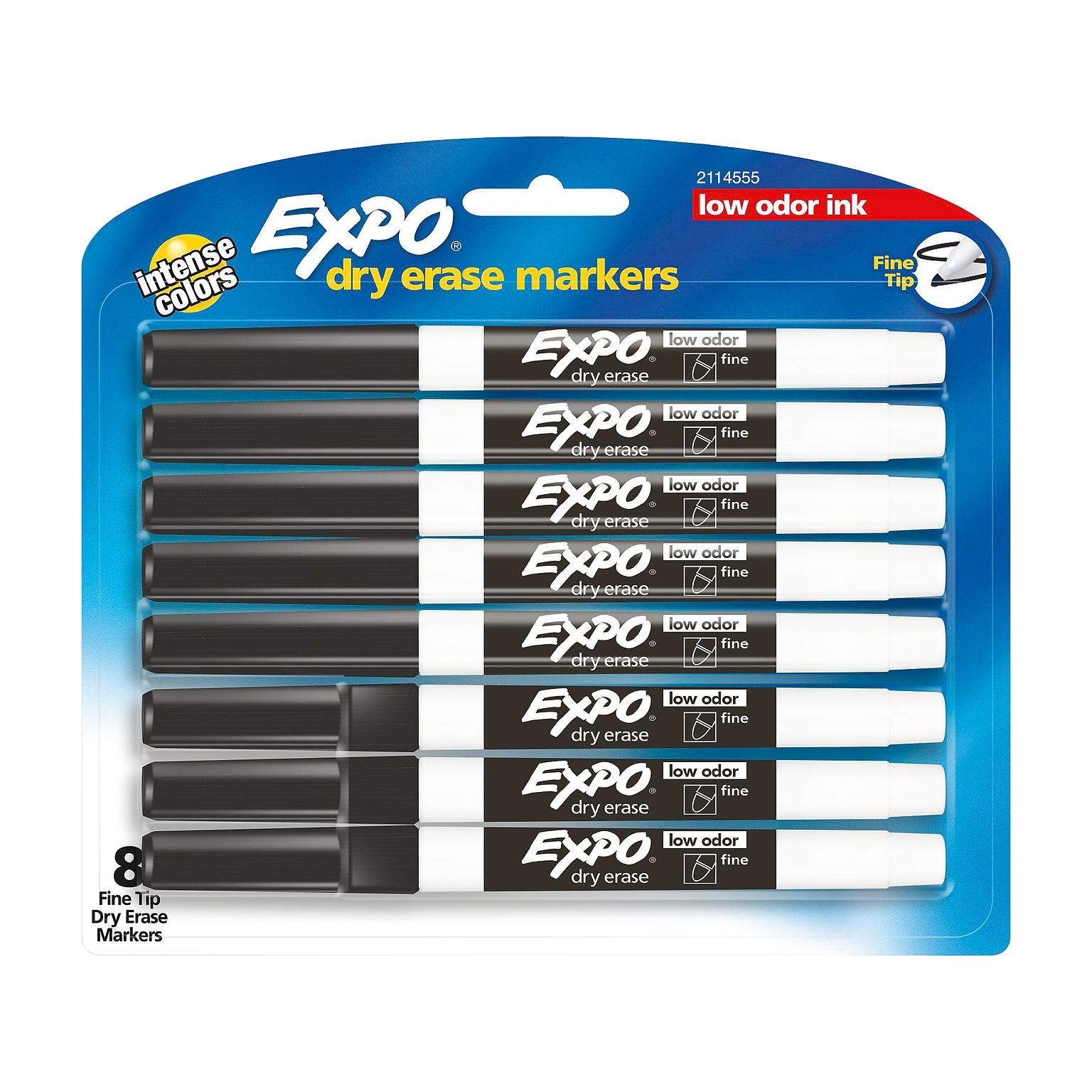 Expo Dry Erase Marker, Fine Tip, Black Ink, 8/Pack (2114555)