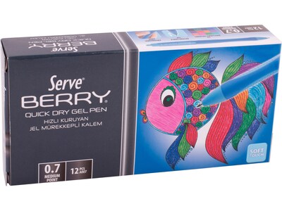 Serve Berry Retractable Gel Pen, Blue Ink, Dozen (SV-BRGEL07-12MV)