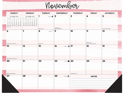 2022 Willow Creek Watercolor Stripes 17 x 22 Monthly Desk Pad Calendar (23150)