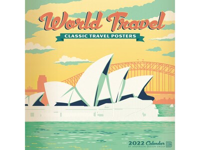 2022 Willow Creek World Travel Vintage Art Posters 12 x 12 Monthly Wall Calendar (21323)