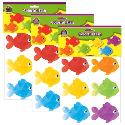 Teacher Created Resources Colorful Fish Accents, 30 Per Pack, 3 Packs (TCR3549-3)