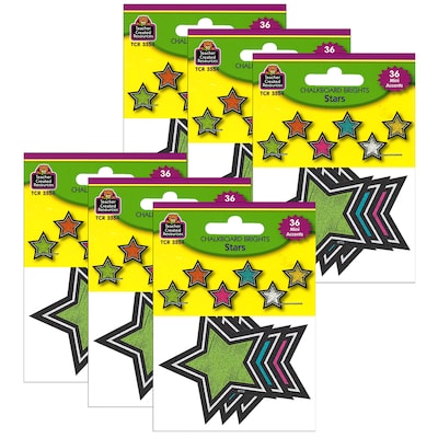 Teacher Created Resources Chalkboard Brights Stars Mini Accents, 36 Per Pack, 6 Packs (TCR3554-6)