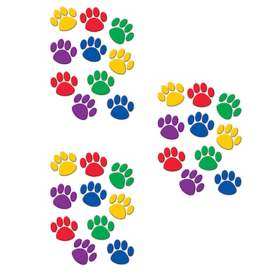 Teacher Created Resources Colorful Paw Print Accents, 30 Per Pack, 3 Packs (TCR4114-3)