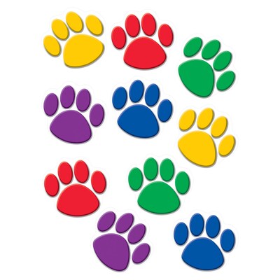 Teacher Created Resources Colorful Paw Print Accents, 30 Per Pack, 3 Packs (TCR4114-3)