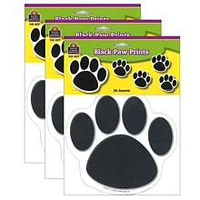 Teacher Created Resources Black Paw Prints Accents, 30 Per Pack, 3 Packs (TCR4277-3)