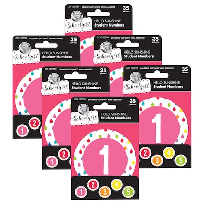 Schoolgirl Style™ Hello Sunshine Student Numbers Mini Cut-Outs, 35 Per Pack, 6 Packs (CD-120559-6)