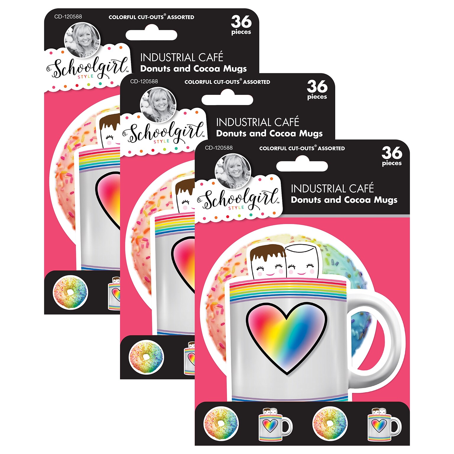 Schoolgirl Style™ Industrial Cafe Donuts and Cocoa Mugs Cut-Outs, 36 Per Pack, 3 Packs (CD-120588-3)