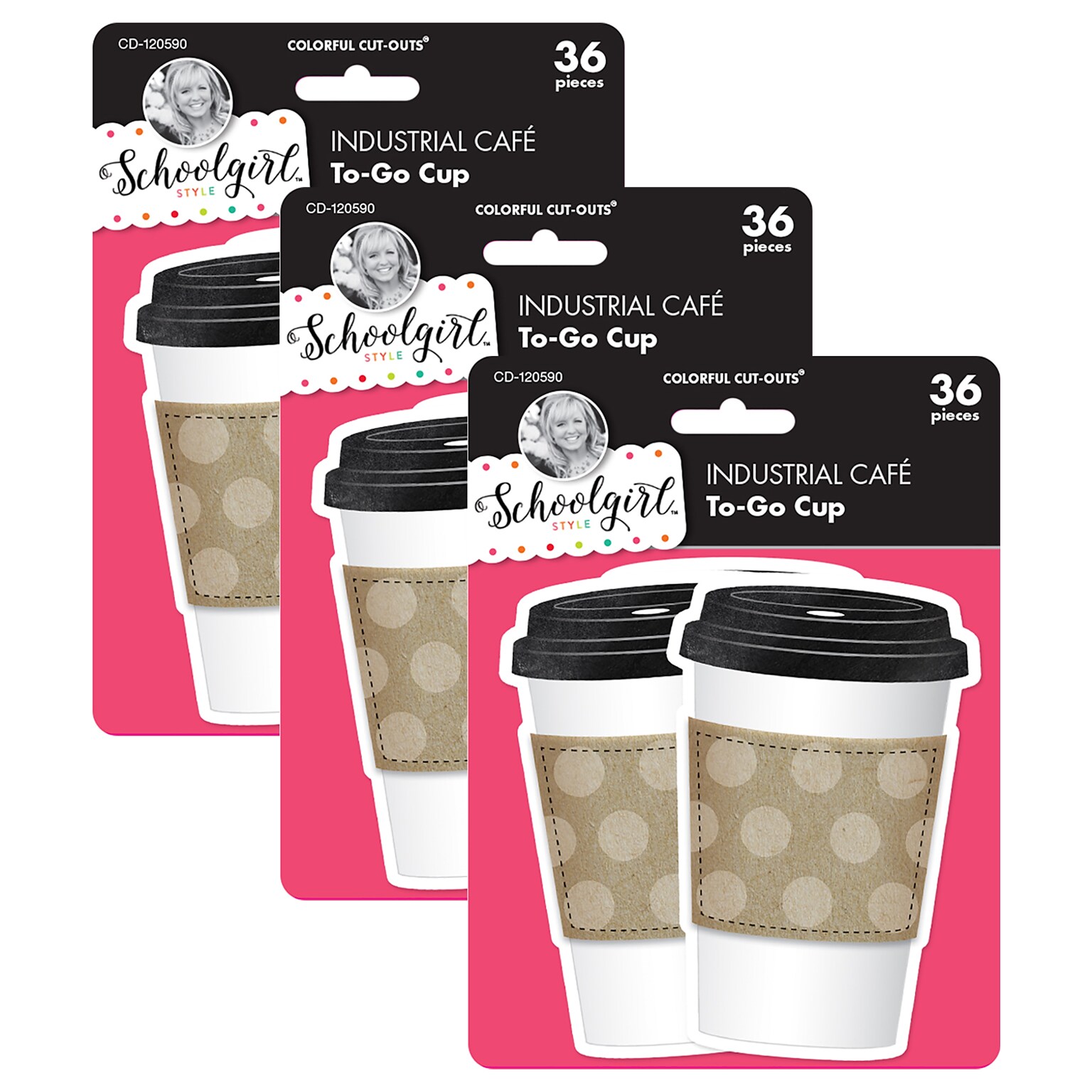 Schoolgirl Style™ Industrial Cafe To-Go Cup Cut-Outs, 36 Per Pack, 3 Packs (CD-120590-3)
