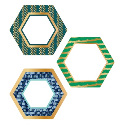 Carson Dellosa Education One World Hexagons with Gold Foil Cut-Outs, 36 Per Pack, 3 Packs (CD-120591-3)