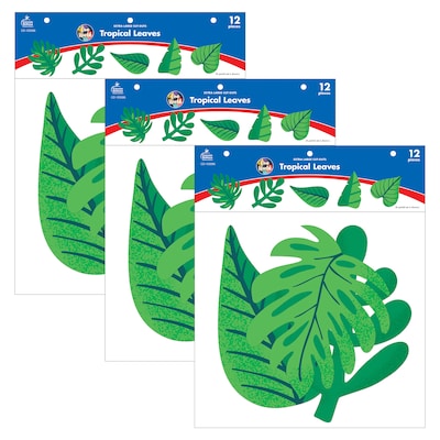 Carson Dellosa Education One World Tropical Leaves Extra Large Cut-Outs, 12 Per Pack, 3 Packs (CD-12