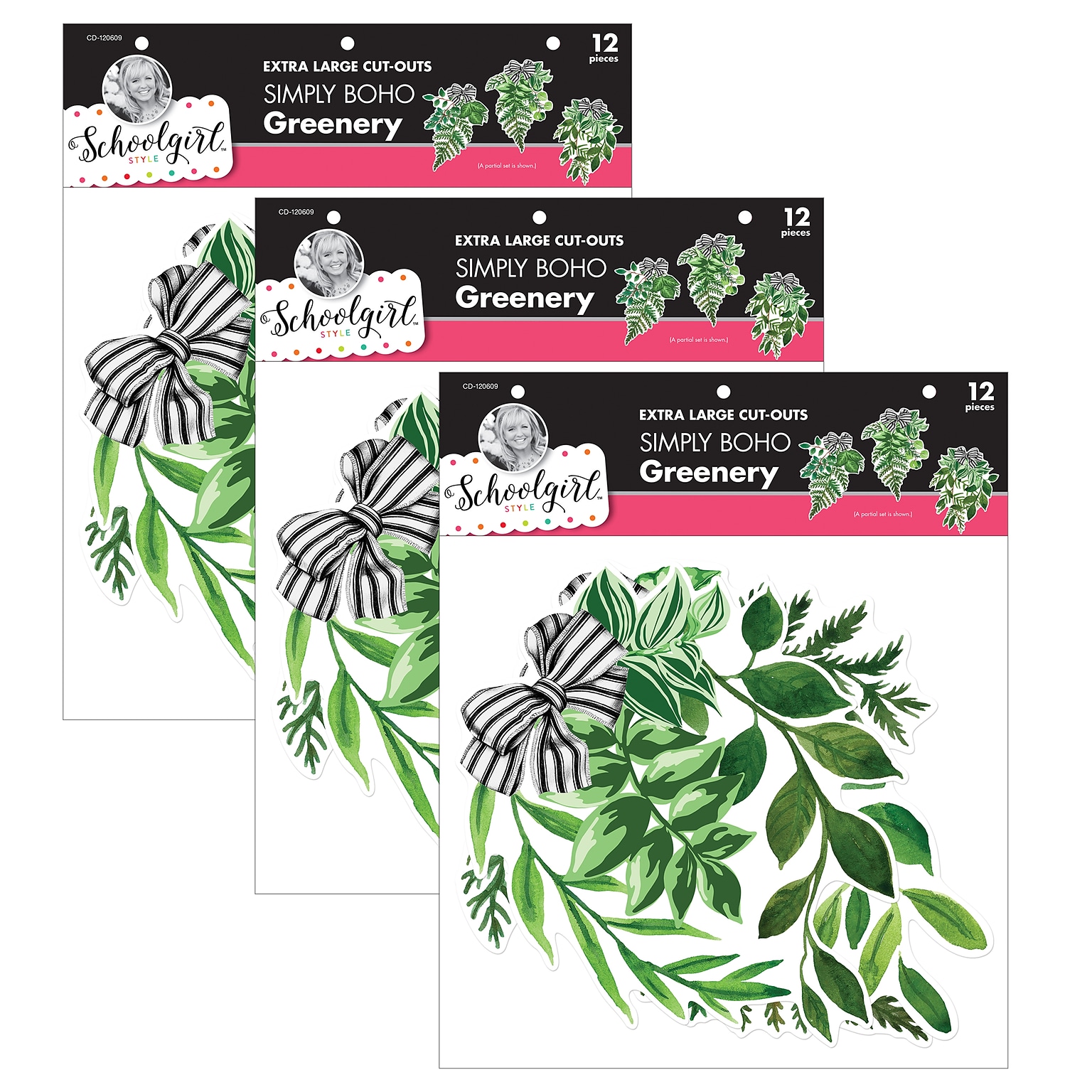 Schoolgirl Style™ Simply Boho Greenery Cut-Outs, 12 Per Pack, 3 Packs (CD-120609-3)