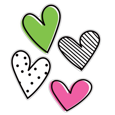 Carson Dellosa Education Kind Vibes Jumbo Doodle Hearts Cut-Outs, 12 Per Pack, 3 Packs (CD-120615-3)
