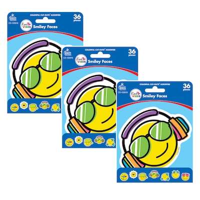 Carson Dellosa Education Kind Vibes Smiley Faces Cut-Outs, 36 Per Pack, 3 Packs (CD-120616-3)