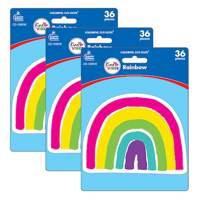 Carson Dellosa Education Kind Vibes Rainbow Cut-Outs, 36 Per Pack, 3 Packs (CD-120618-3)