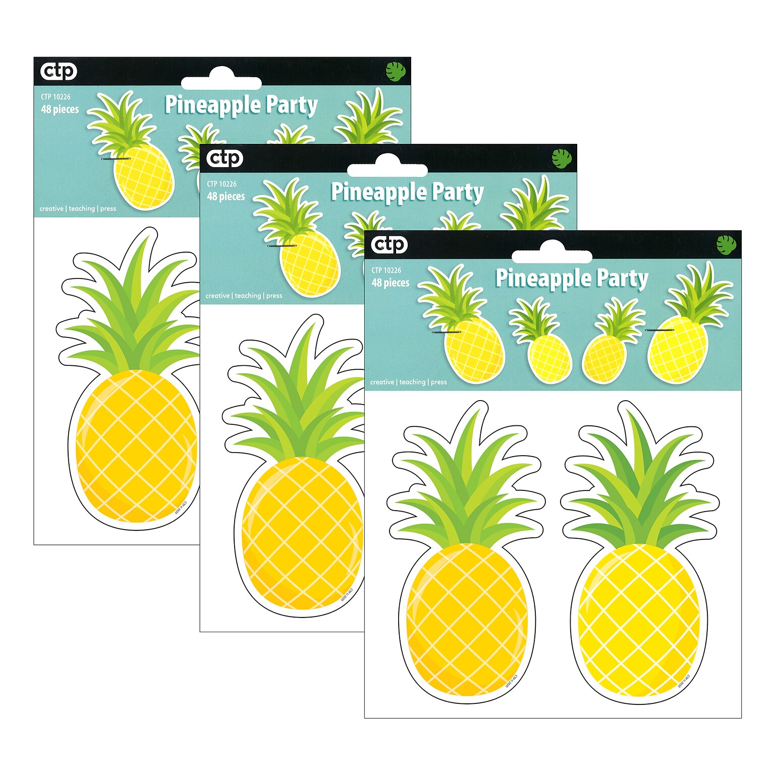 Creative Teaching Press Palm Paradise Pineapple Party 6 Designer Cut-Outs, 48 Per Pack, 3 Packs (CTP10226-3)