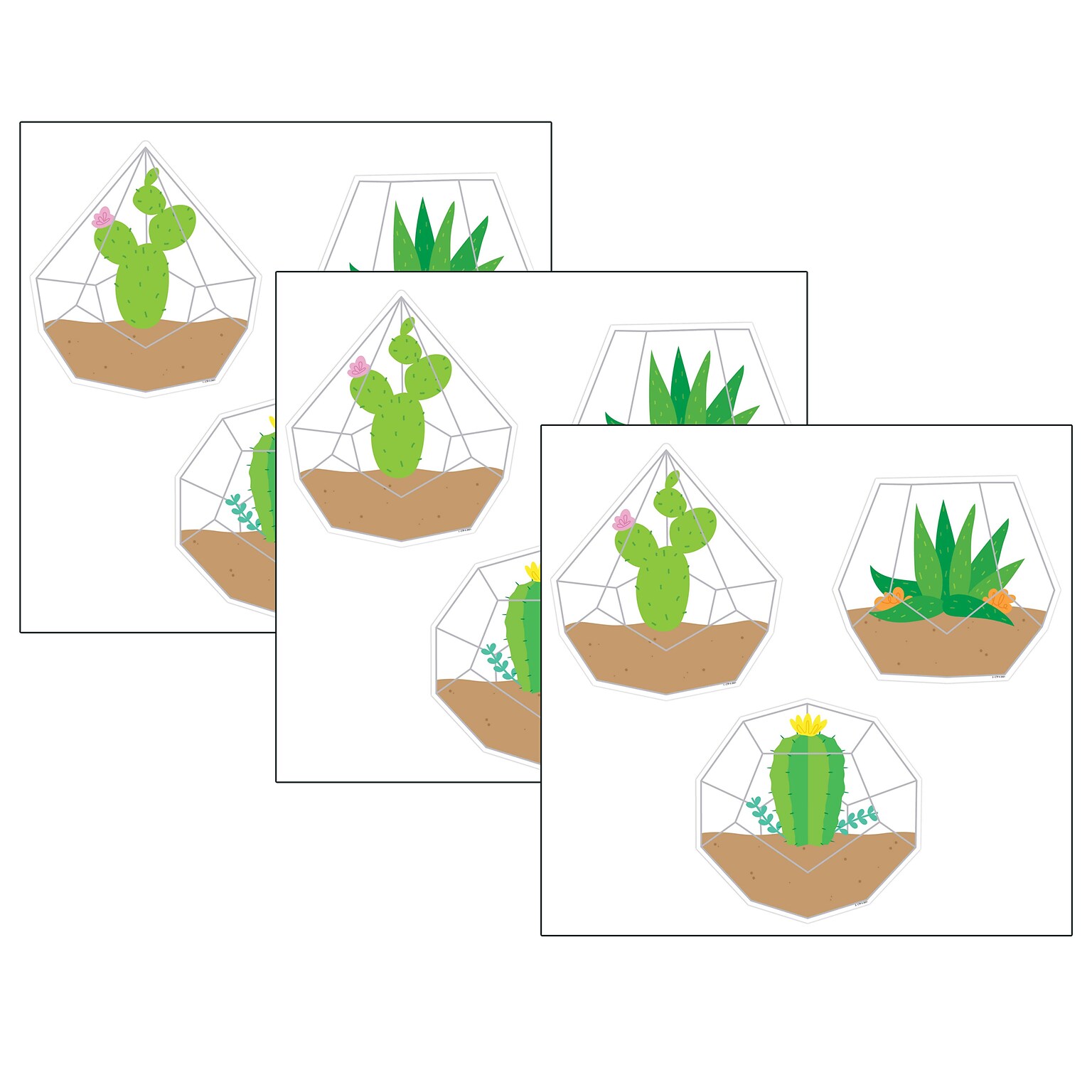 Creative Teaching Press Positively Plants Terrariums 6 Designer Cut-Outs, 36 Per Pack, 3 Packs (CTP10419-3)