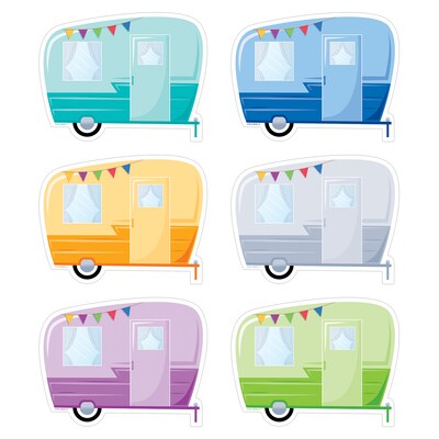 Creative Teaching Press Woodland Friends Vintage Trailers 6 Designer Cut-Outs, 36 Per Pack, 3 Packs (CTP5955-3)