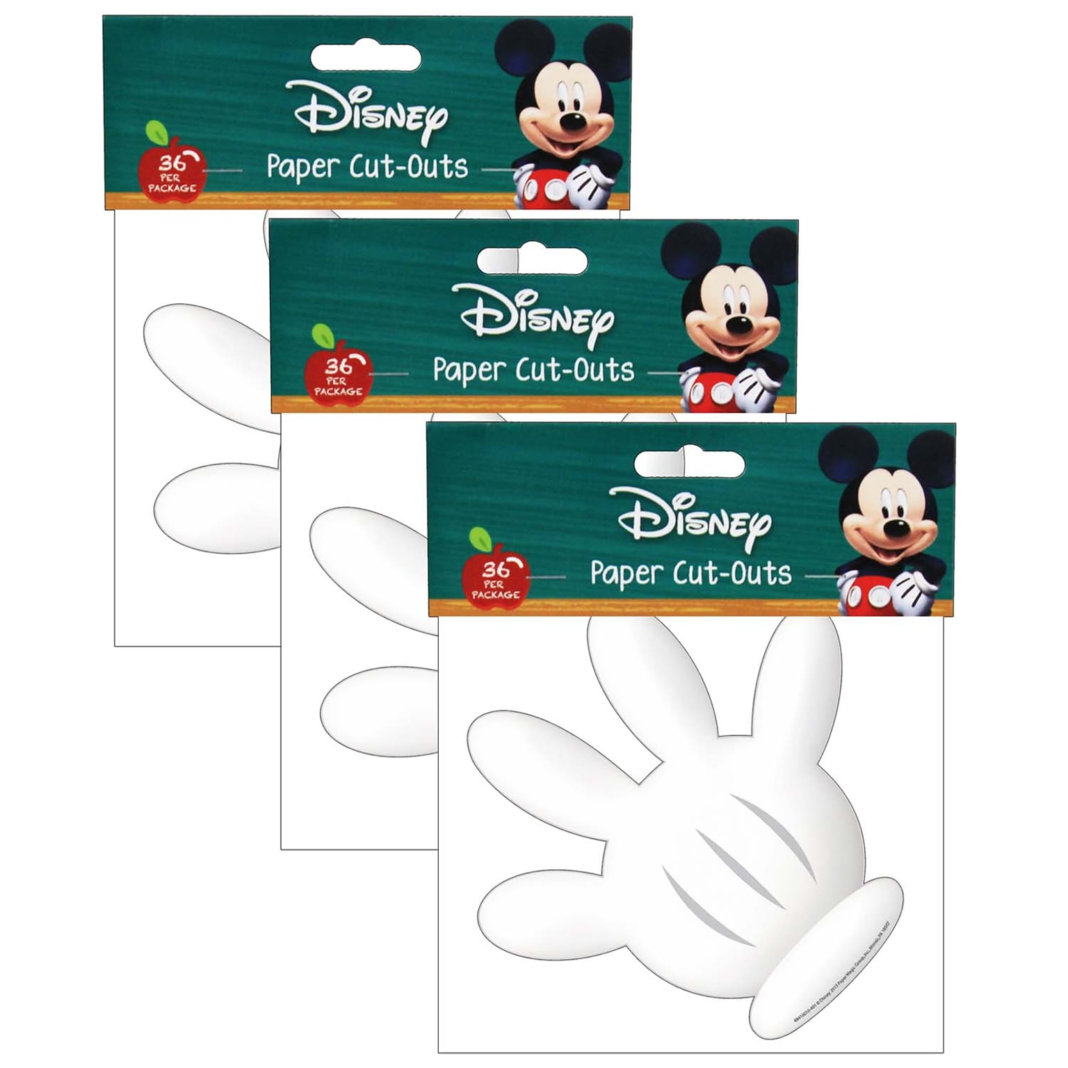Eureka Mickey Mouse Clubhouse Hand Paper Cut Outs, 36 Per Pack, 3 Packs (EU-841001-3)
