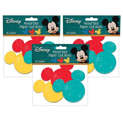 Eureka Mickey Mouse Paper Cut Outs, 36 Per Pack, 3 Packs (EU-841008-3)