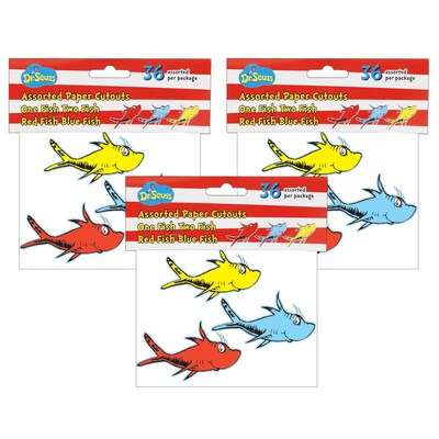Eureka Dr. Seuss™ One Fish, Two Fish Assorted Paper Cut Outs, 36 Per Pack, 3 Packs (EU-841218-3)