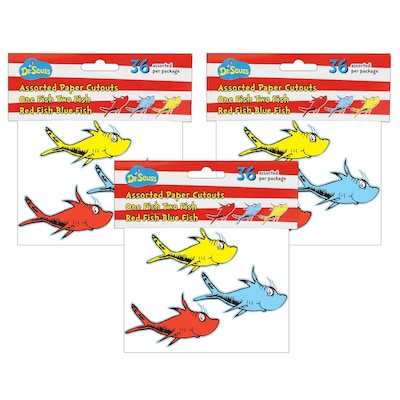 Eureka Dr. Seuss™ One Fish, Two Fish Assorted Paper Cut Outs, 36 Per Pack, 3 Packs (EU-841218-3)