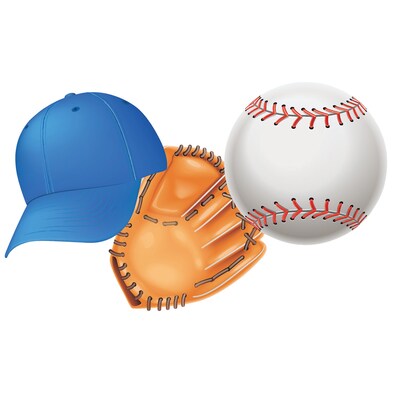 Eureka Baseball Assorted Cut Outs, 36 Per Pack, 6 Packs (EU-841247-6)