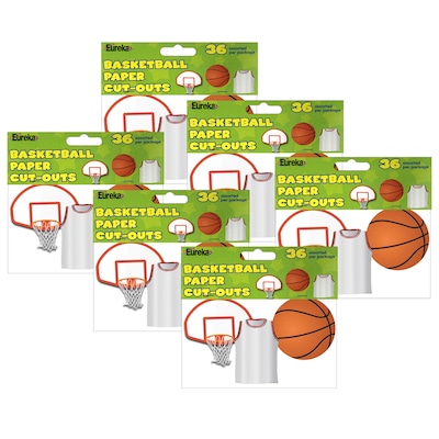 Eureka Basketball Assorted Cut Outs, 36 Per Pack, 6 Packs (EU-841248-6)