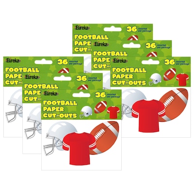 Eureka Football Assorted Cut Outs, 36 Per Pack, 6 Packs (EU-841258-6)