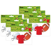 Eureka Football Assorted Cut Outs, 36 Per Pack, 6 Packs (EU-841258-6)