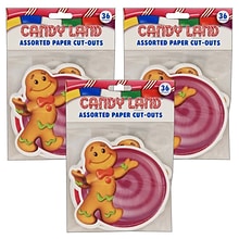 Eureka Candy Land™ Assorted Paper Cut Outs, 36 Per Pack, 3 Packs (EU-841294-3)