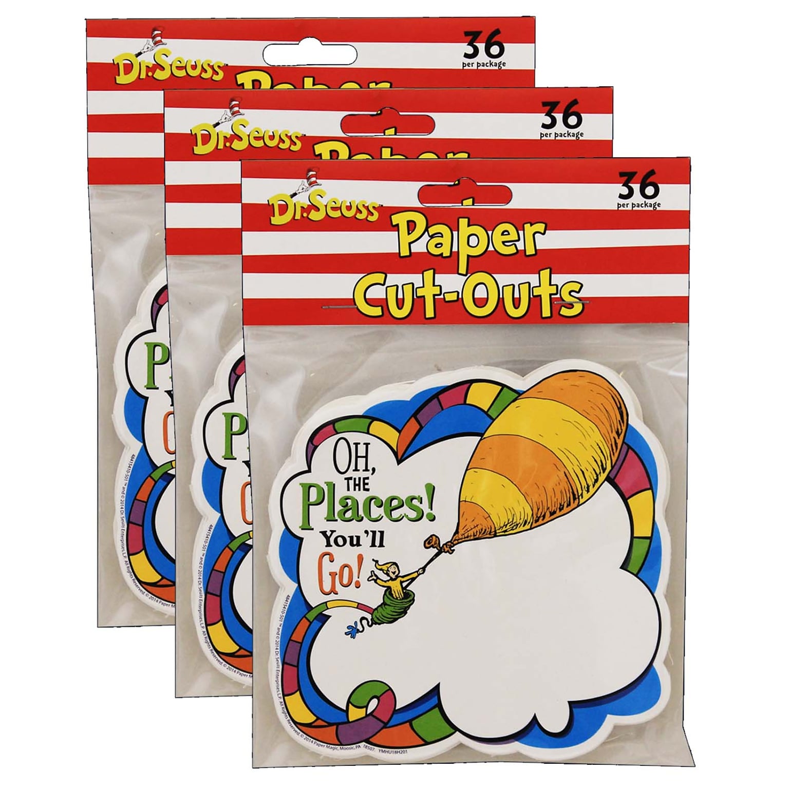 Eureka Dr. Seuss™ Oh The Places Paper Cut Outs, 36 Per Pack, 3 Packs (EU-841541-3)