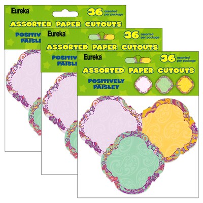 Eureka Positively Paisley Paper Cut Outs, 36 Per Pack, 3 Packs (EU-841549-3)