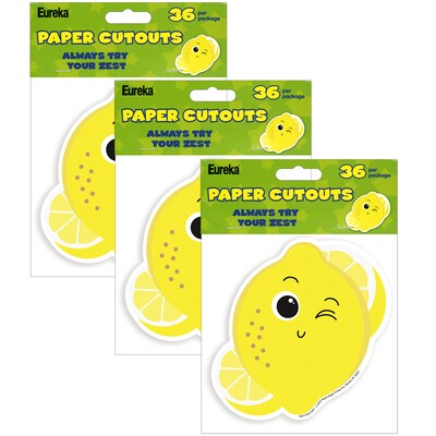 Eureka Always Try Your Zest Paper Cut Outs, 36 Per Pack, 3 Packs (EU-841555-3)