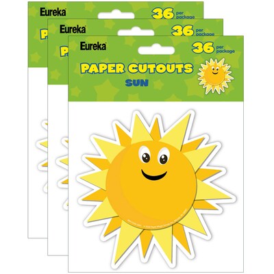 Eureka Growth Mindset Sun Paper Cut Outs, 36 Per Pack, 3 Packs (EU-841556-3)