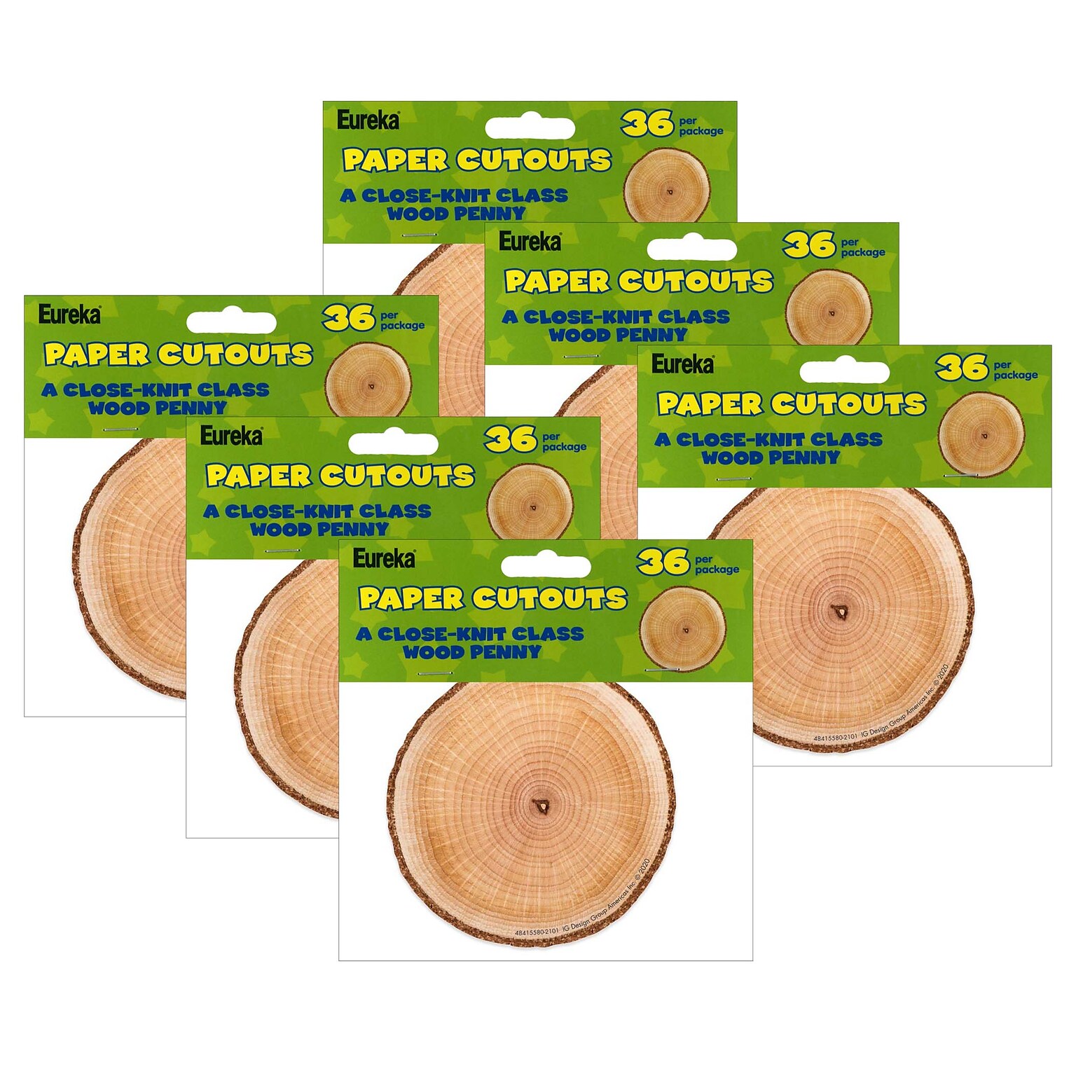 Eureka A Close-Knit Class Wood Penny Paper Cut-Outs, 36 Per Pack, 6 Packs (EU-841558-6)