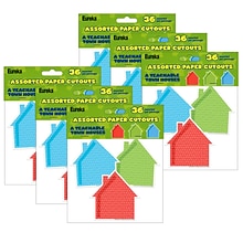 Eureka A Teachable Town Assorted Houses Paper Cut-Outs, 36 Per Pack, 6 Packs (EU-841560-6)