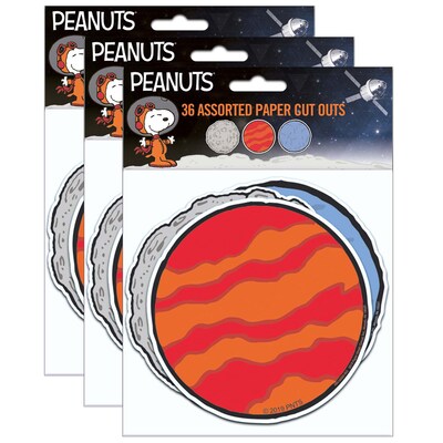 Eureka Peanuts NASA Planets Paper Cut Outs, 36 Per Pack, 3 Packs (EU-841600-3)