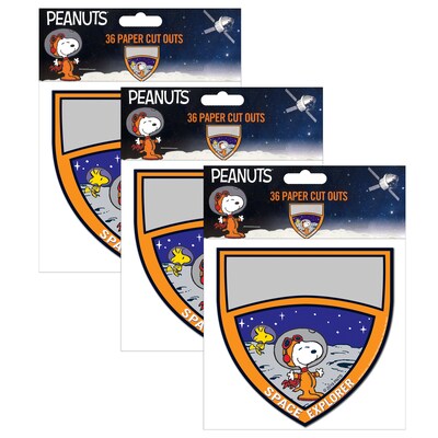 Eureka Peanuts NASA Badge Paper Cut Outs, 36 Per Pack, 3 Packs (EU-841601-3)