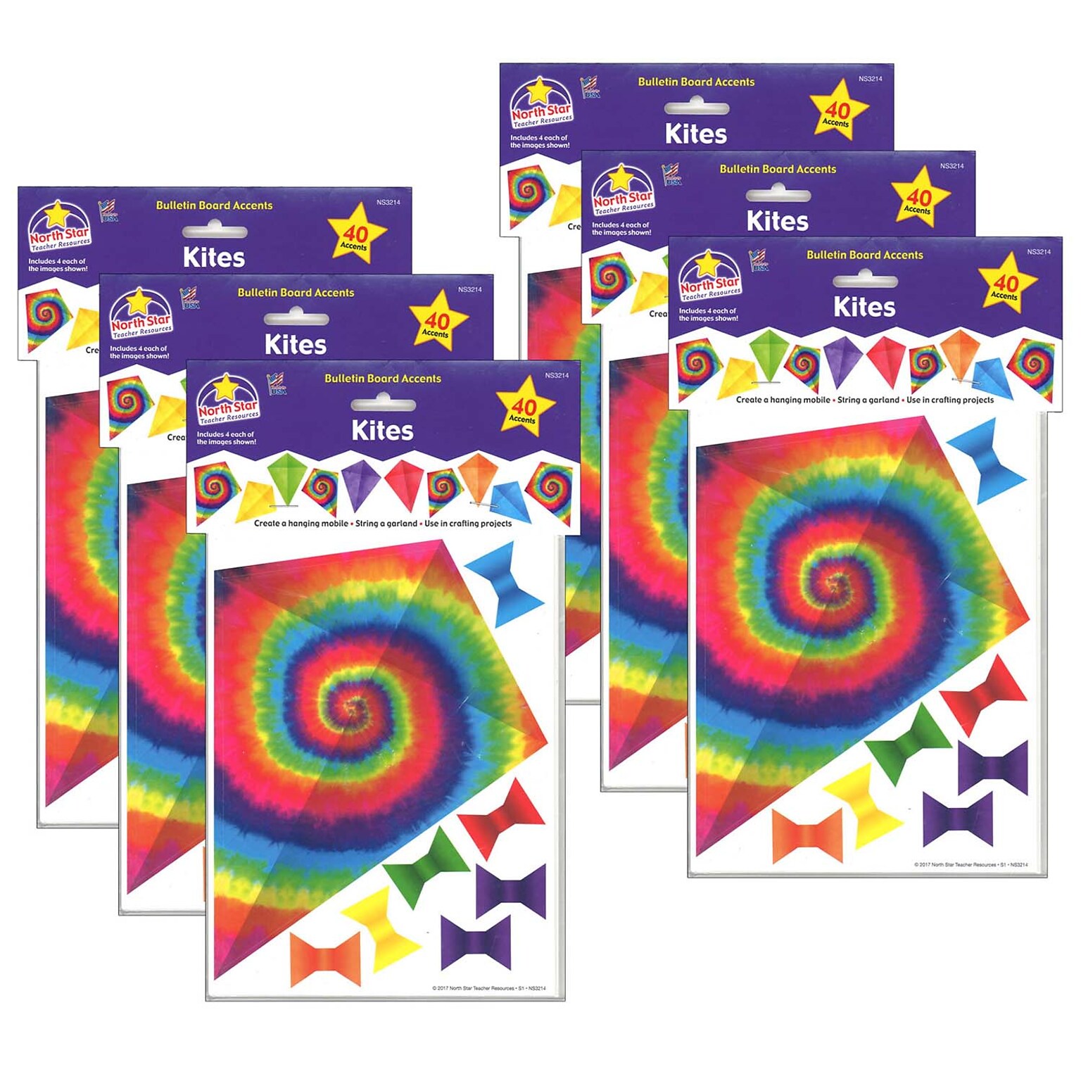 North Star Teacher Resources Bulletin Board Accents, Kites - Soar To Your Potential, 40 Per Pack, 6 Packs (NST3214-6)