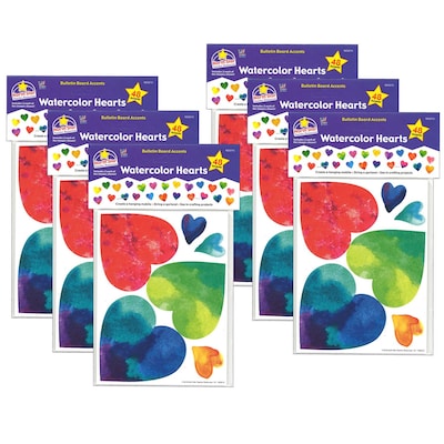 North Star Teacher Resources Watercolor Hearts Accents, 48 Per Pack, 6 Packs (NST3215-6)