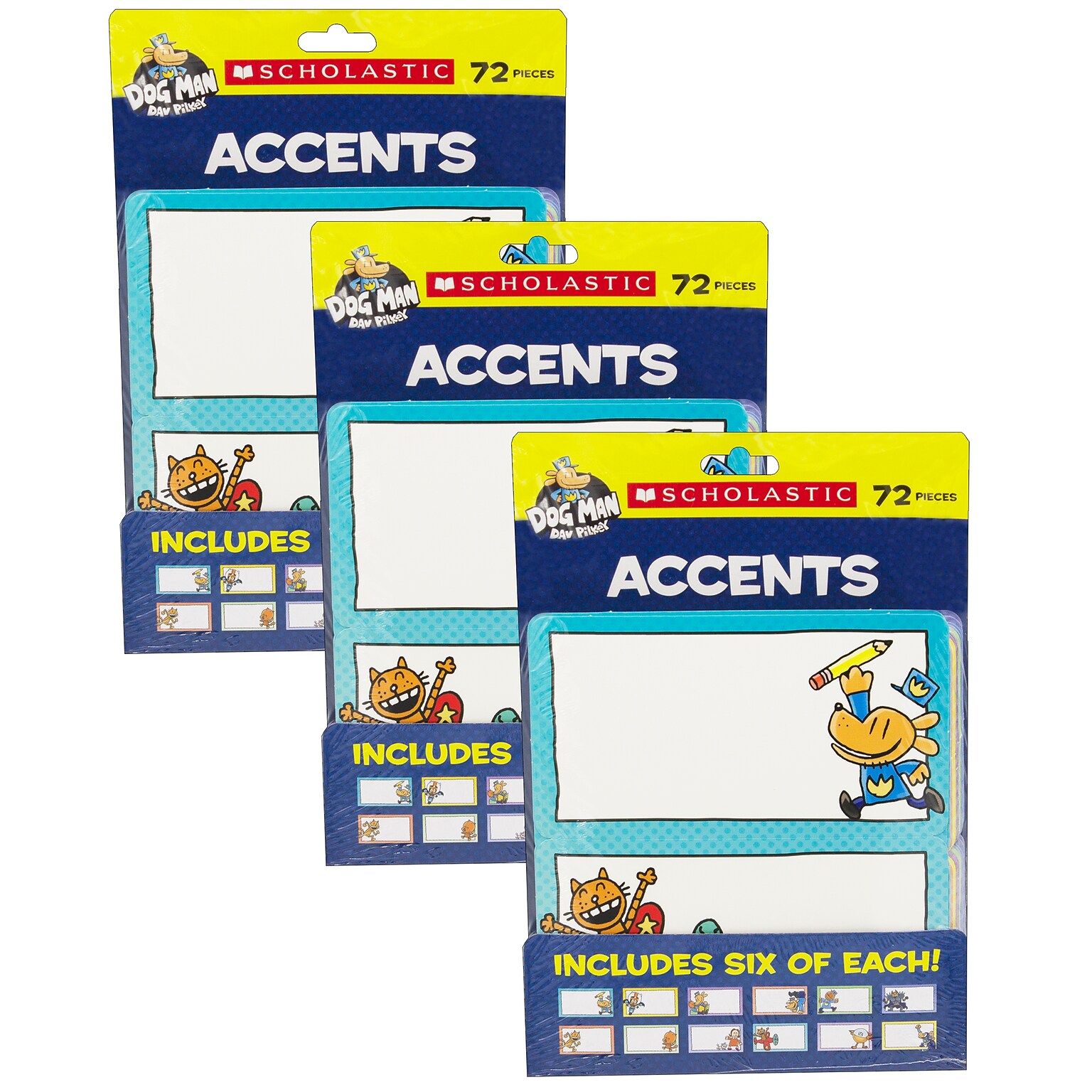Scholastic Teacher Resources Dog Man Accents, 72 Per Pack, 3 Packs (SC-862615-3)