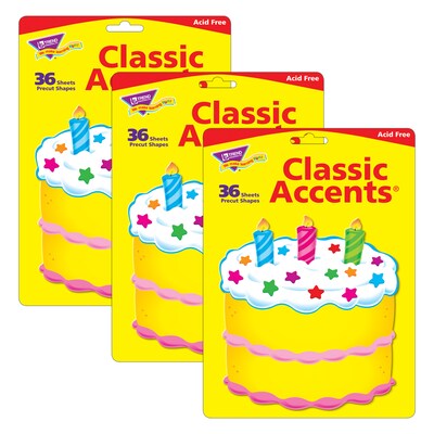 TREND Birthday Cake Classic Accents, 36 Per Pack, 3 Packs (T-10092-3)