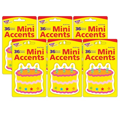 TREND Birthday Cake Mini Accents, 36 Per Pack, 6 Packs (T-10505-6)