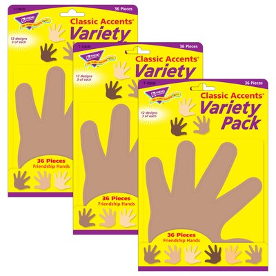 TREND Friendship Hands Classic Accents Variety Pack, 36 Per Pack, 3 Packs (T-10635-3)