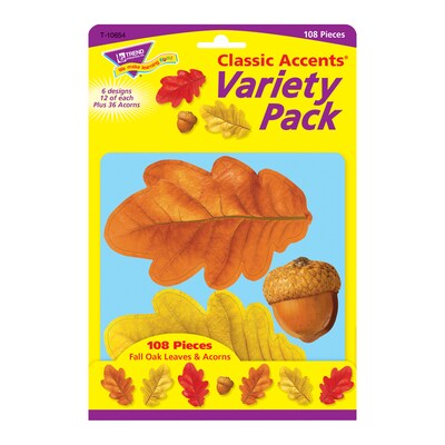 TREND Fall Oak Leaves & Acorns Classic Accents Variety Pack, 108 Per Pack, 3 Packs (T-10654-3)