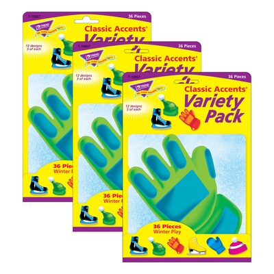 TREND Winter Play Classic Accents Variety Pack, 36 Per Pack, 3 Packs (T-10657-3)