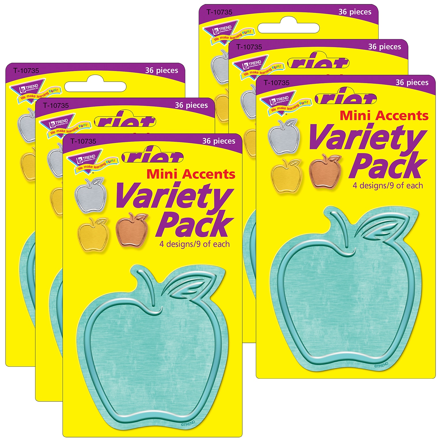 TREND I ? Metal™ Apples Mini Accents Variety Pack, 36 Per Pack, 6 Packs (T-10735-6)